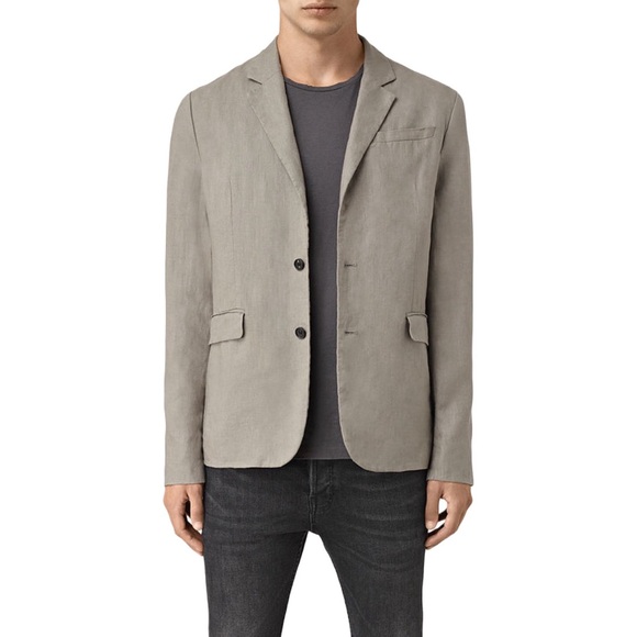All Saints Beige Dekalb Linen Blazer Size XL 42 $468